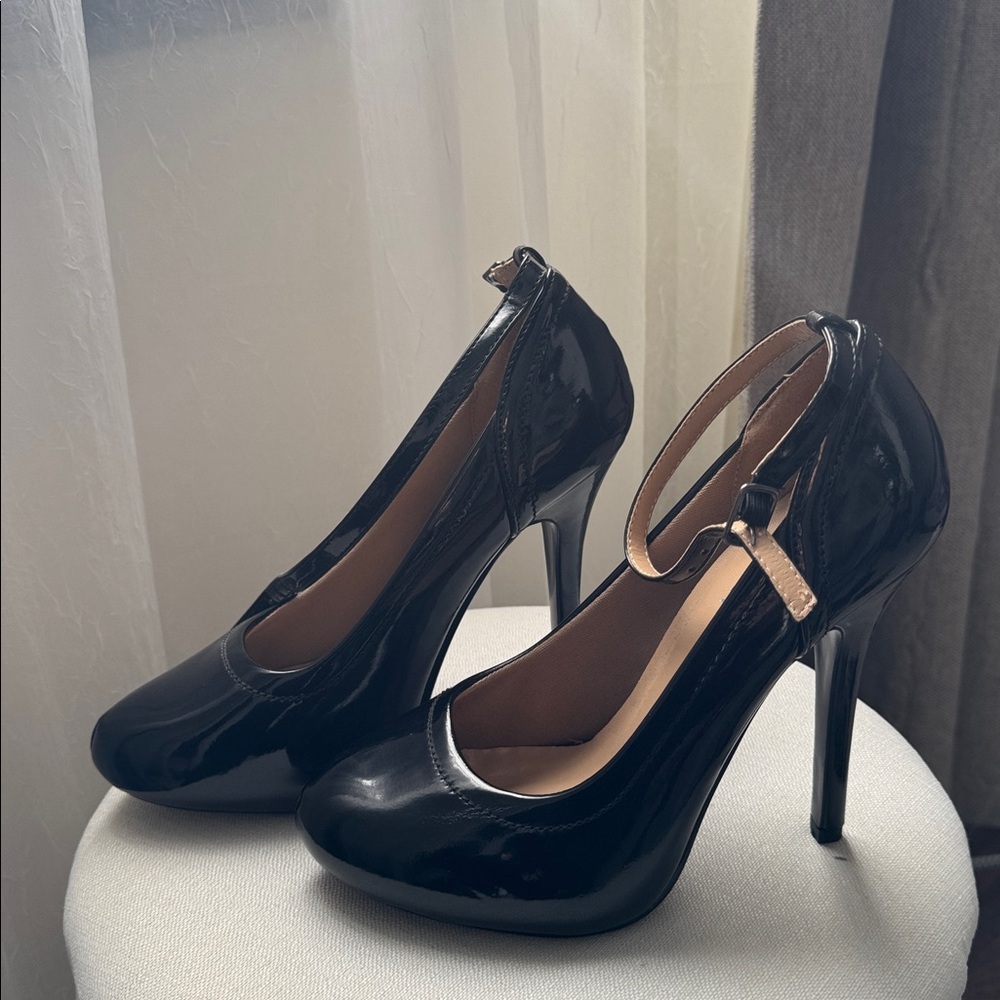 Delicacy Glossy Black Stiletto Heels
